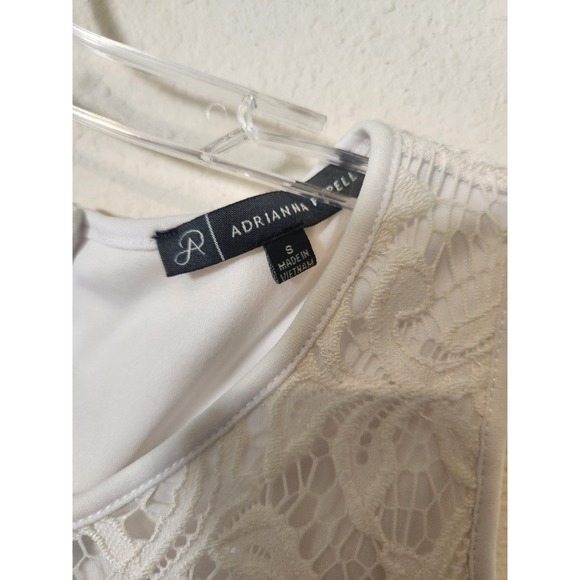 Adrianna Papell Women's Sm White Lace Overlay‎ Sleeveless Blouse Office Shell - Picture 3 of 7